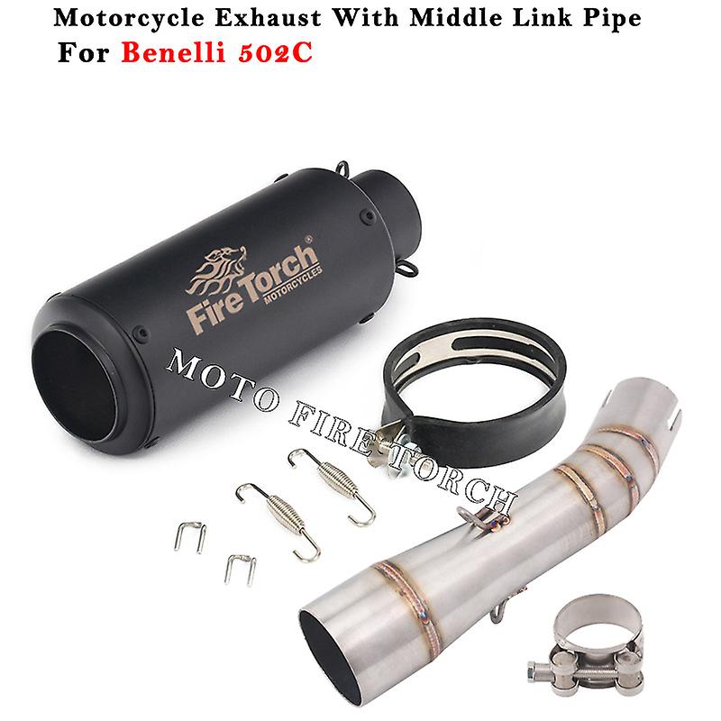Slip Auf Für Benelli 502 502C Motorrad Auspuff Escape System Geändert Carbon Faser Schalldämpfer Mittleren Link Rohr Keine DB Mörder