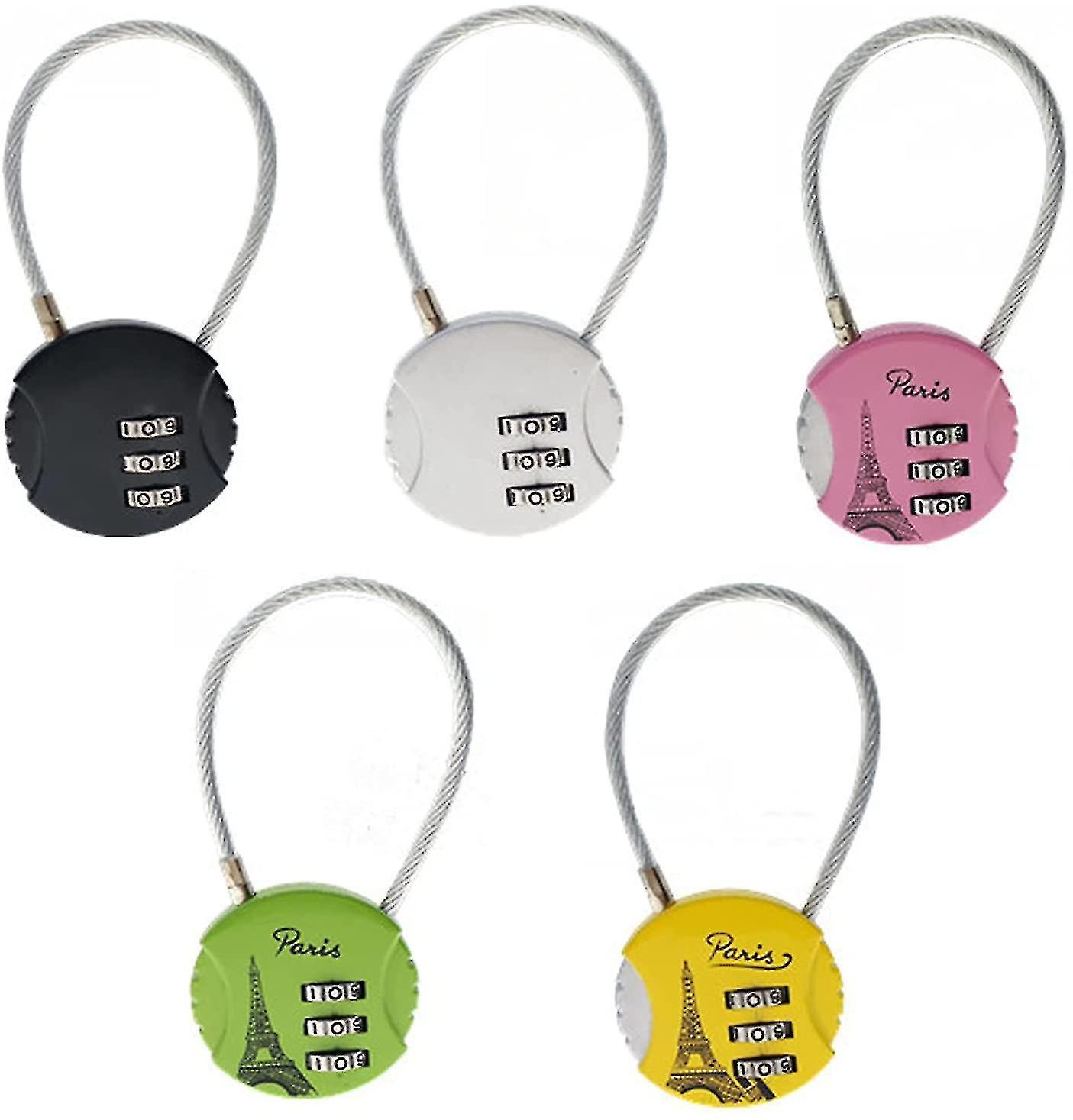 Combination Lock Suitcase, 5 Pieces Padlock 3 Numbers, Combination Lock Cable