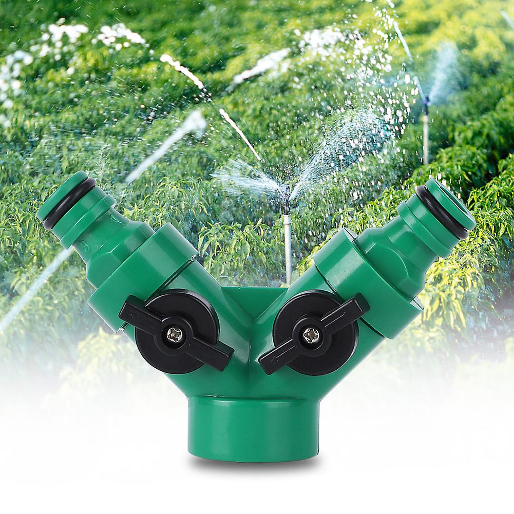 Two Way Pipe Divider Hose Splitter Garden Water Tap Adapter With Valve