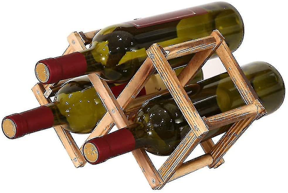 Foldable Wooden Wine Rack - Diamond Solid Wood Holds 3 Bottles