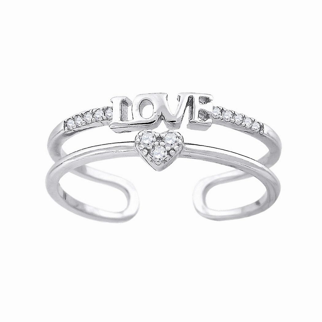 925 Sterling Silver Womens Cubic Zirconia Adjustable toe ring7-toe ring for Women