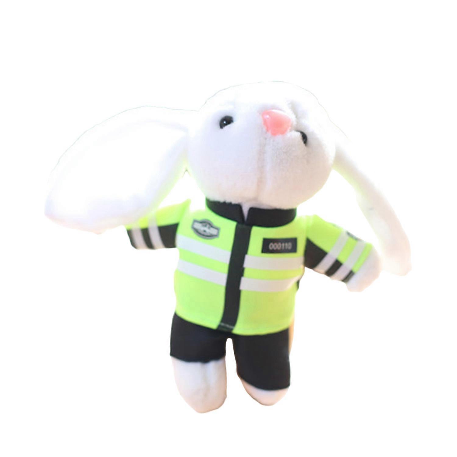 Plush Uniform Rabbit Keychain with Hanging Buckle Stuffed Animal Plushie Doll Key Ring Holder