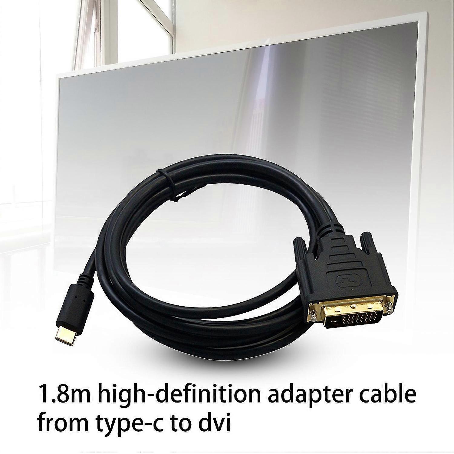 1.8m Portable 4K High-Definition Type-C to DVI Adapter Cable Converter Wire for Computer