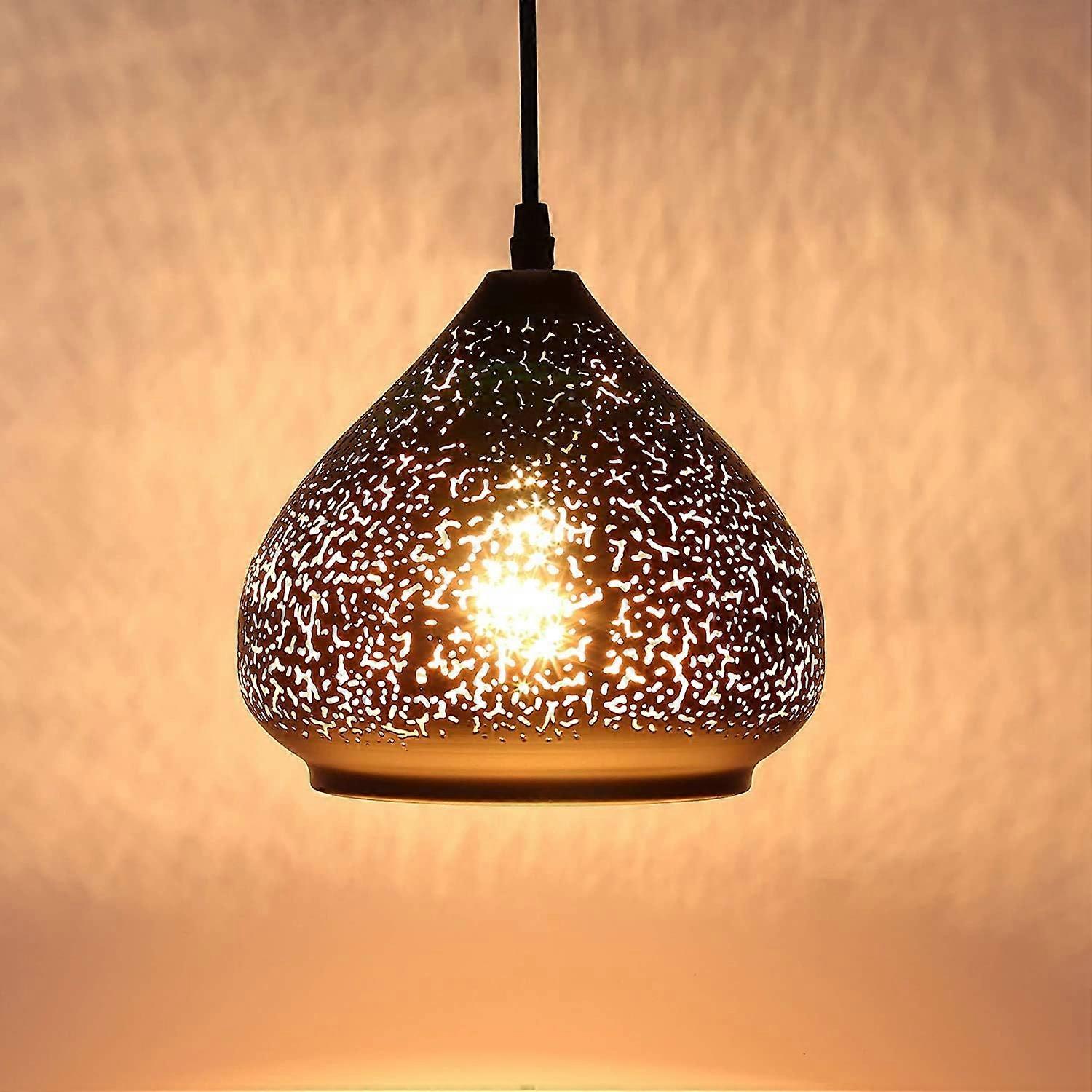 Iron pendant light - outer black, inner gold, diameter 200