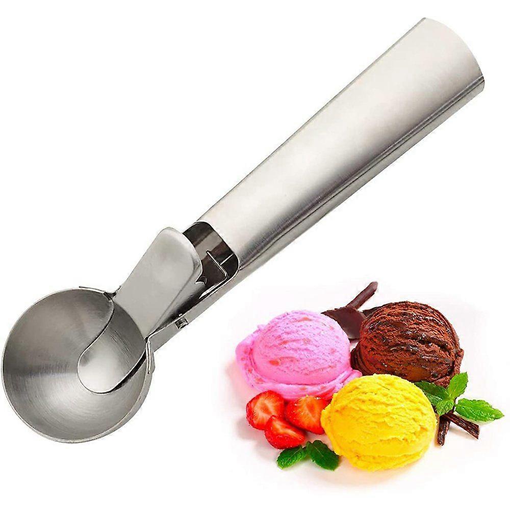 Ice cream scoop stainless steel - ice cream spoon with trigger - ice cream scoop for ice cream, cake batter, melon ball, meatballs