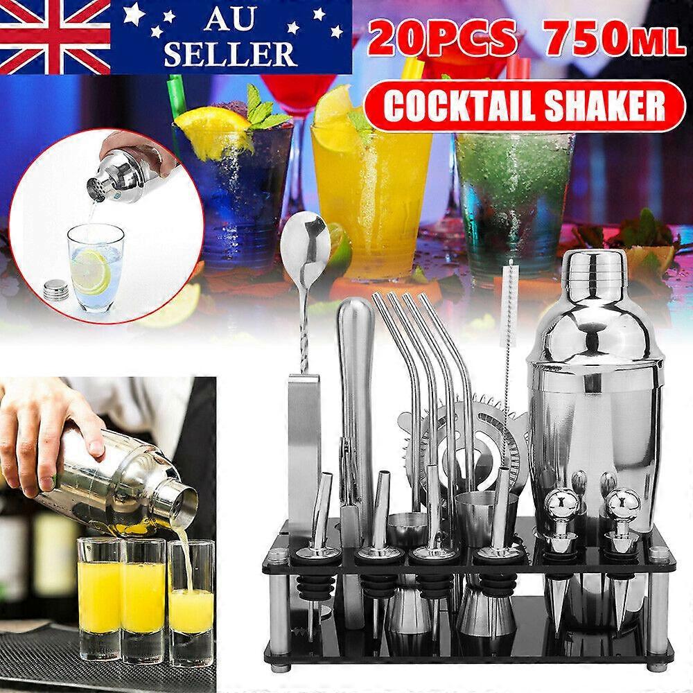 20PCS Martini Strainer Cocktail Shaker Set Maker Bartender Kit 750ml Mixer Tool