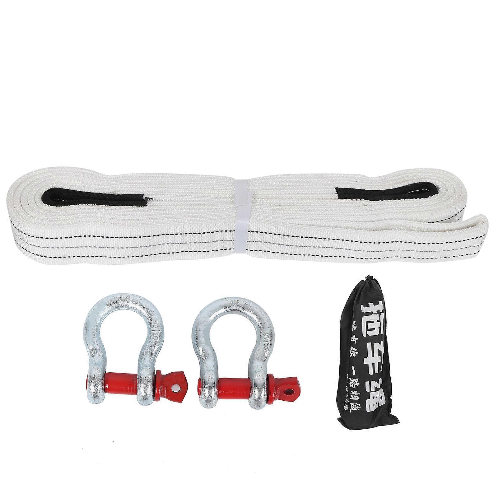 19.7ft Tow Cable 12 Tons Heavy Duty Car Towing Strap with Steel U~Shaped Hooks for Emergency E2U011