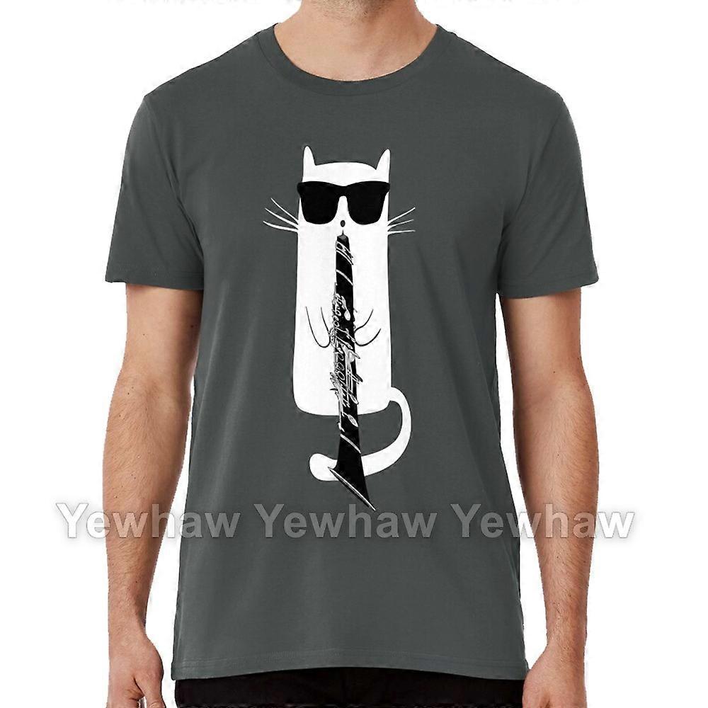 Funny Cat Wearing Sunglasses Playing Clarinet T-shirt