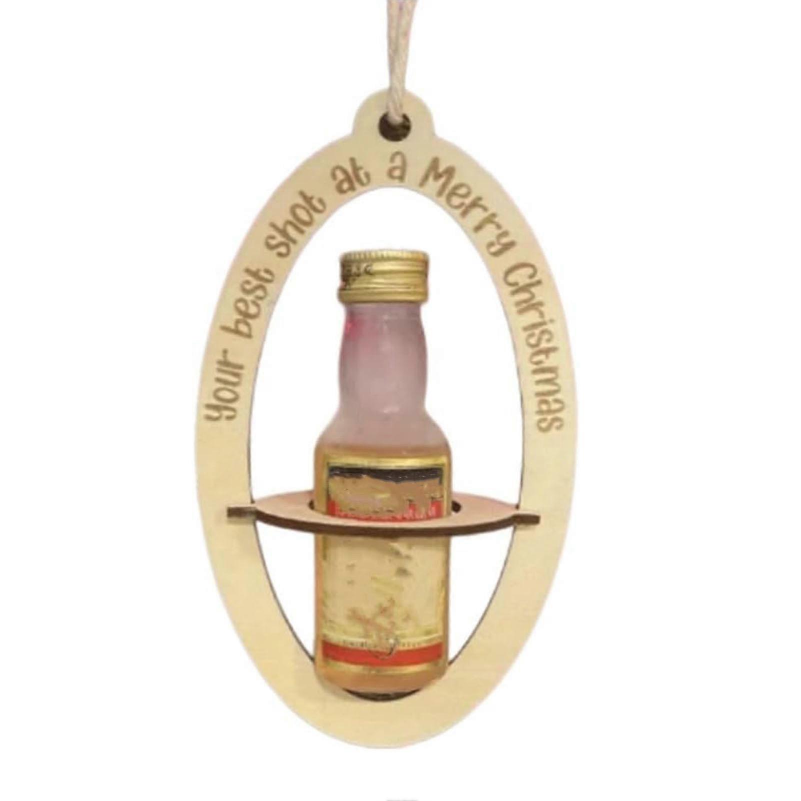 Christmas Mini Wine Bottle Holder Heavy Duty Wooden Xmas Tree Hanging Small Beer Bottle Display Rack Home Office Kitchen Bar Decoration Ornament