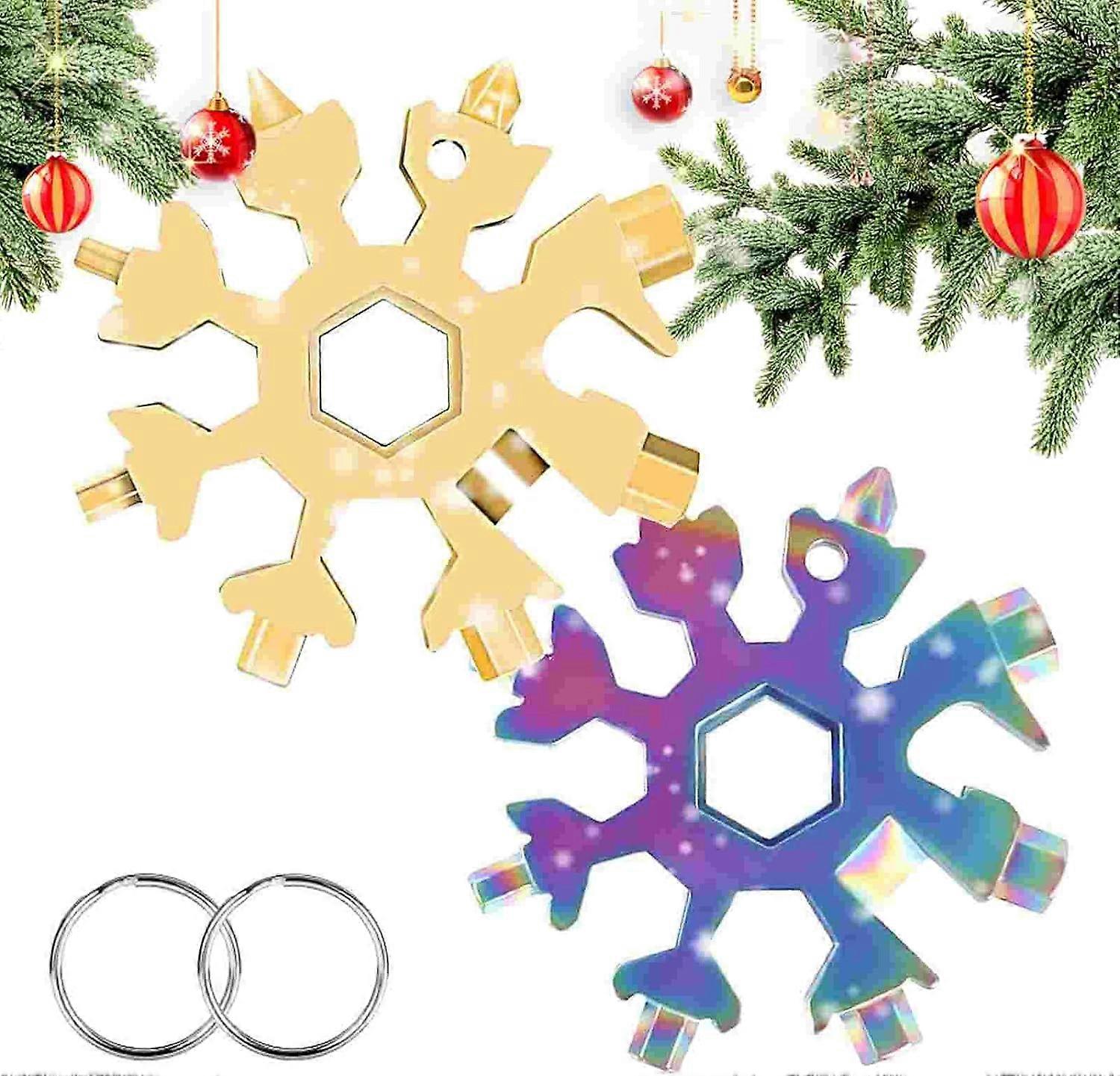 2 PCS 18 in 1 Snowflake Multi-Tool, Snowflake Screwdriver, Portable Stainless Steel Almighty Tool, Multi-Function Snowflake Tool.
