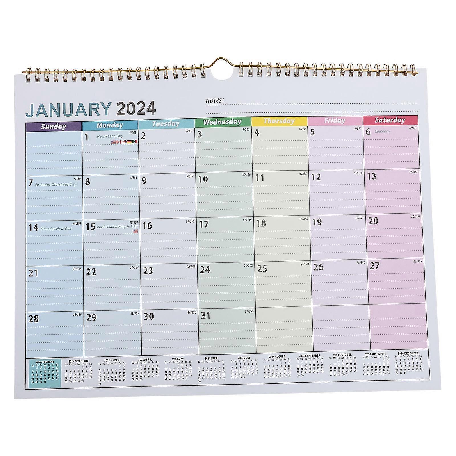 Large Monthly Wall Calendar Spiral Countdown Calendar Wall Calendar for Schedule Plan
