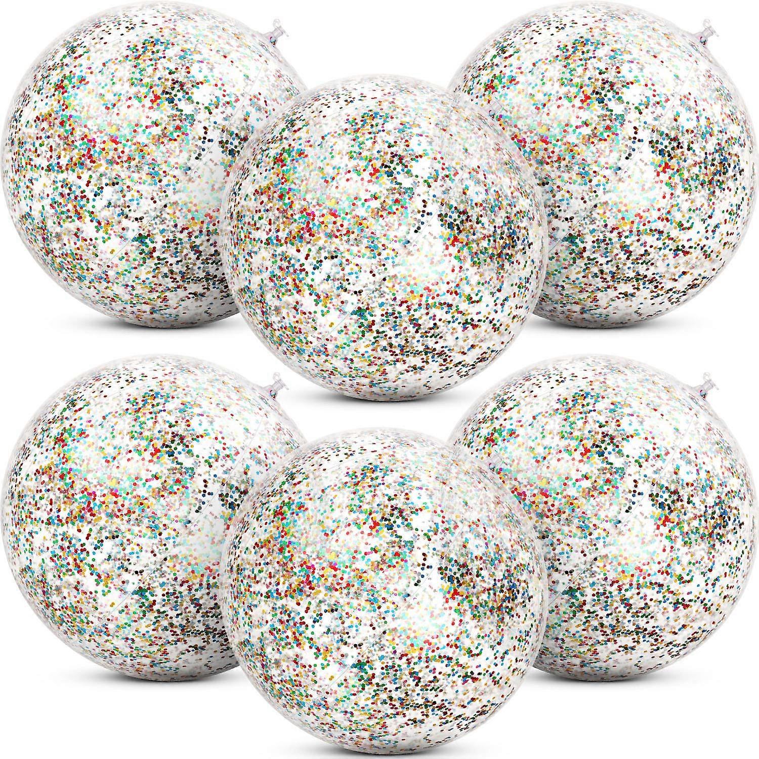 6 Pieces Inflatable Glitter Beach Ball Confetti Beach Balls Transparent Swimming Pool Party Ball for Summer Beach Water Play Toy Pool and Party Favor