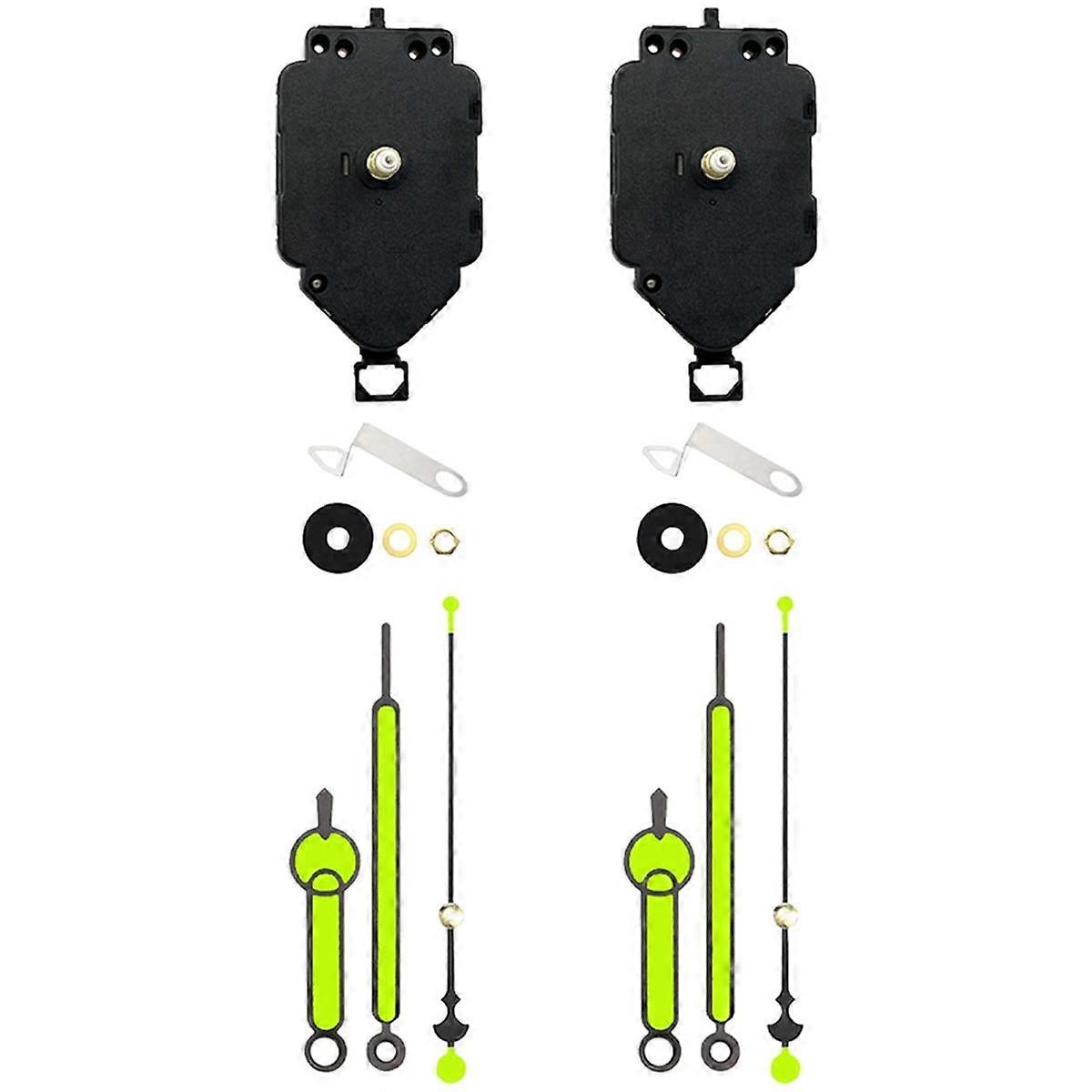 2 Set Quartz Clock Movement Kit Oscillating Movement + Luminous Pointer Clock Repair Parts Replacem