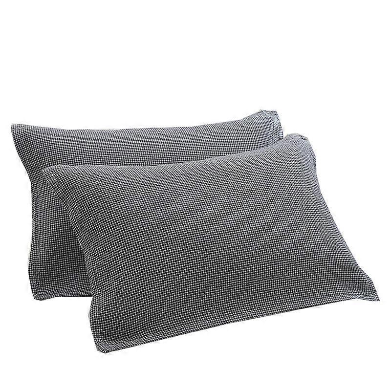 Pure cotton gauze pillow towel elastic band fixed anti-falling adult pillow towel plaid strap couple cover towel