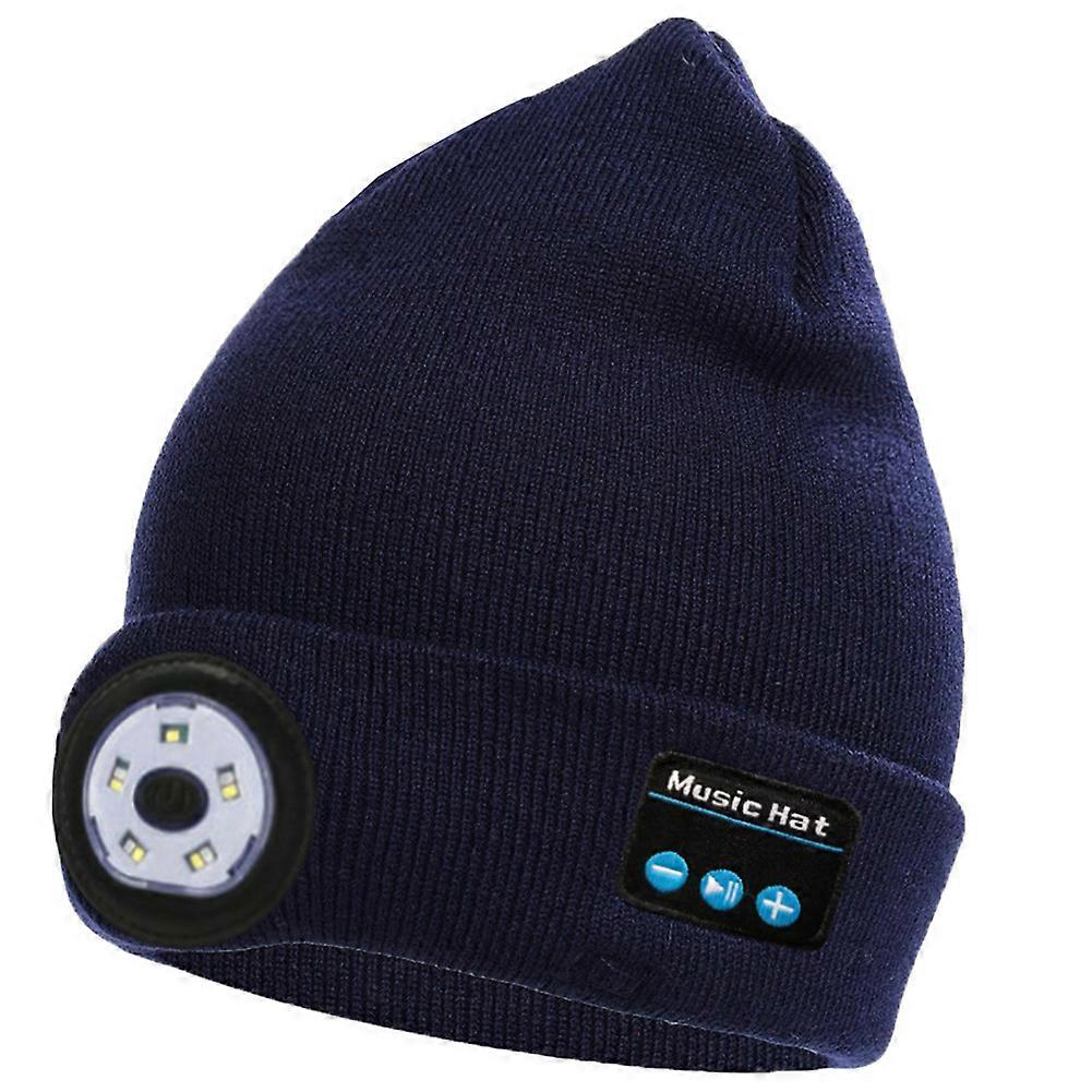 Bluetooth-compatible Beanie Hat with Light LED Multifunctional Warming Hat Bluetooth-compatible Wireless Headphones Hat
