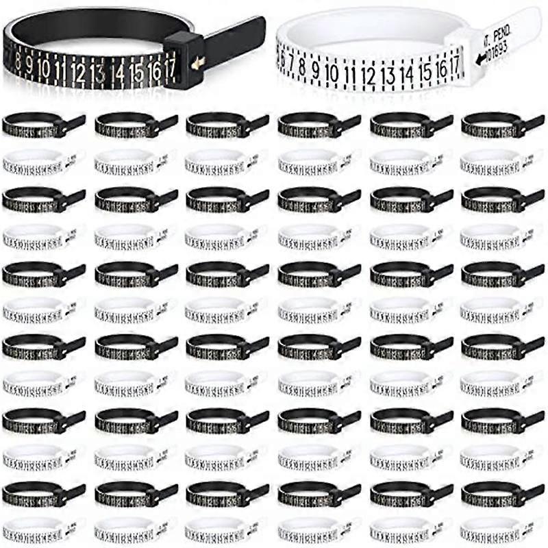 100 Pack Reusable Finger Size Gauge Measure Ring Sizer Plastic US Ring Measurement Tool White and B