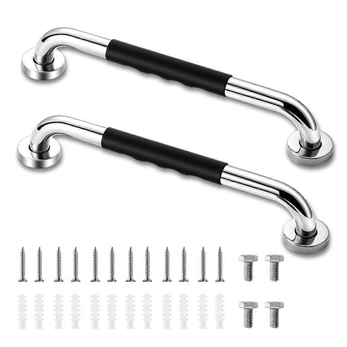 Grab Bars for Shower,2 Pack 16 Inch Anti- Shower Handle with Rubber Grip, Handicap Grab Bars for El