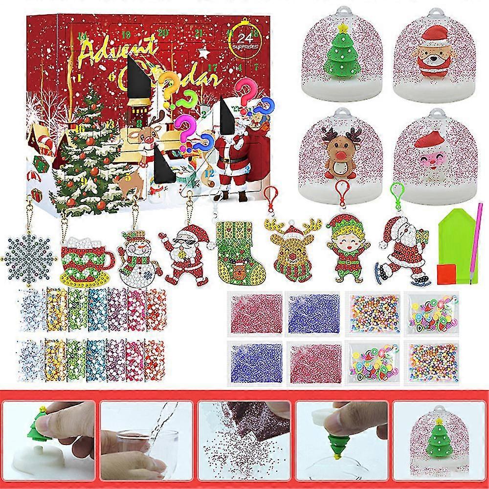 Χριστουγεννιάτικο Πάρτι 24 Ημέρες Ημερολόγιο αντίστροφης μέτρησης Ημερολόγιο Advent Ημερολόγιο Diy Diamond Ζωγραφική Τέχνη Μπρελόκ Διακόσμηση Ντεκόρ Blind Box Χριστουγεννιάτικα δώρα
