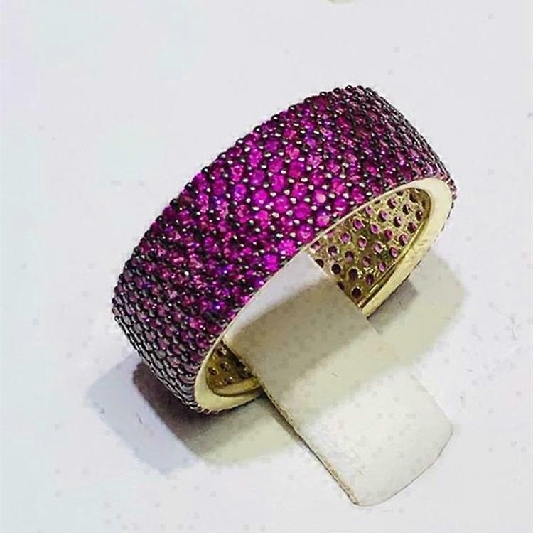 Micro-Set Full Circle Diamond Fuchsia Zircon Ring