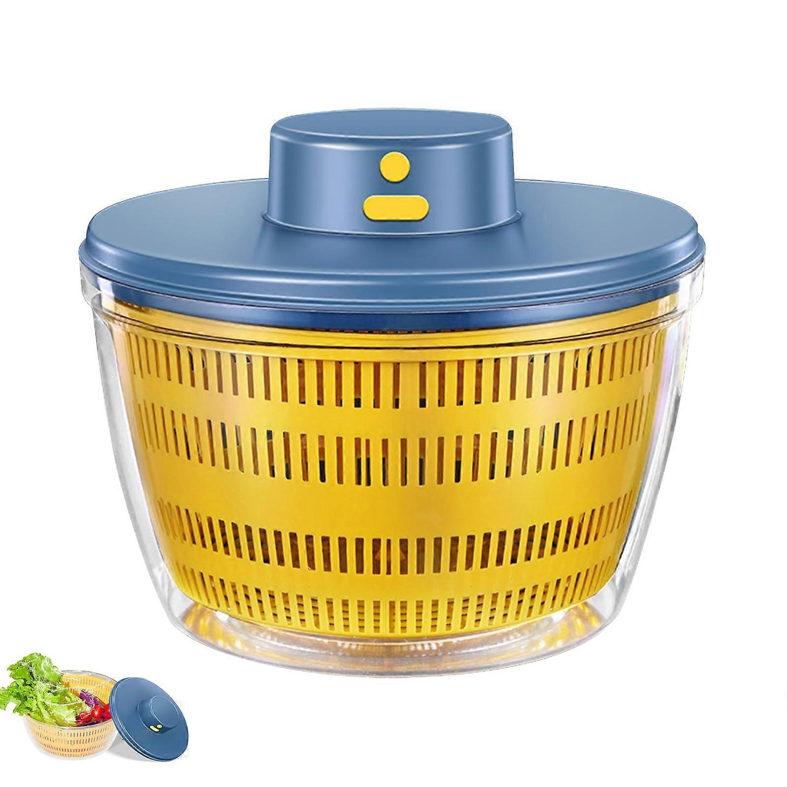 Electric Salad Spinner Large,Salad Leaf Dryer,Muti-Use Salad Lettuce Spinner, Easy to Clean,Yellow