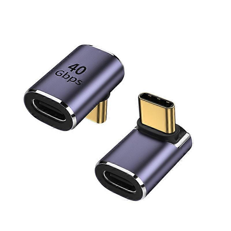 40Gbps USB C 90 Angle Adapter USB 4.0 Type C Female to Male Right Angle Coupler Data Transfer 100W Charging Type C Pack of 2