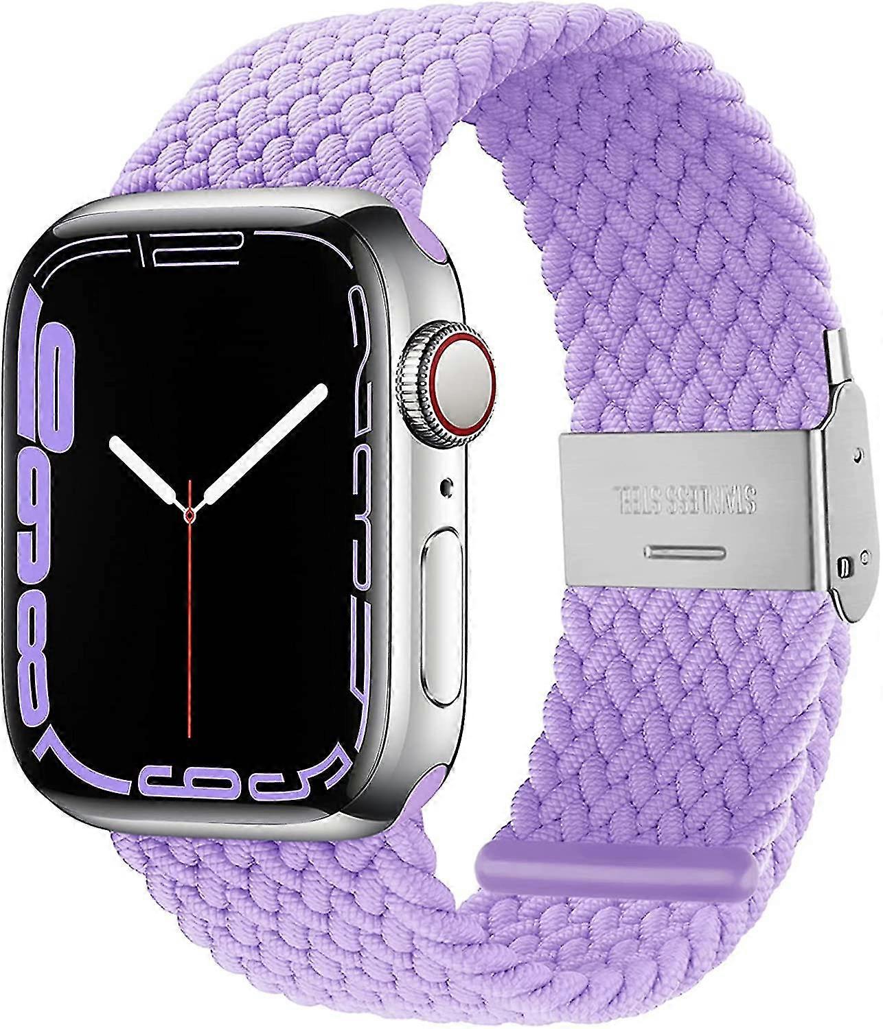 Adjustable Braided Solo Loop With Buckle Compatible With Apple Watch Band 38mm 40mm 41mm  Soft Wristband Stretch Nylon Elastic Strap For Iwatch Series