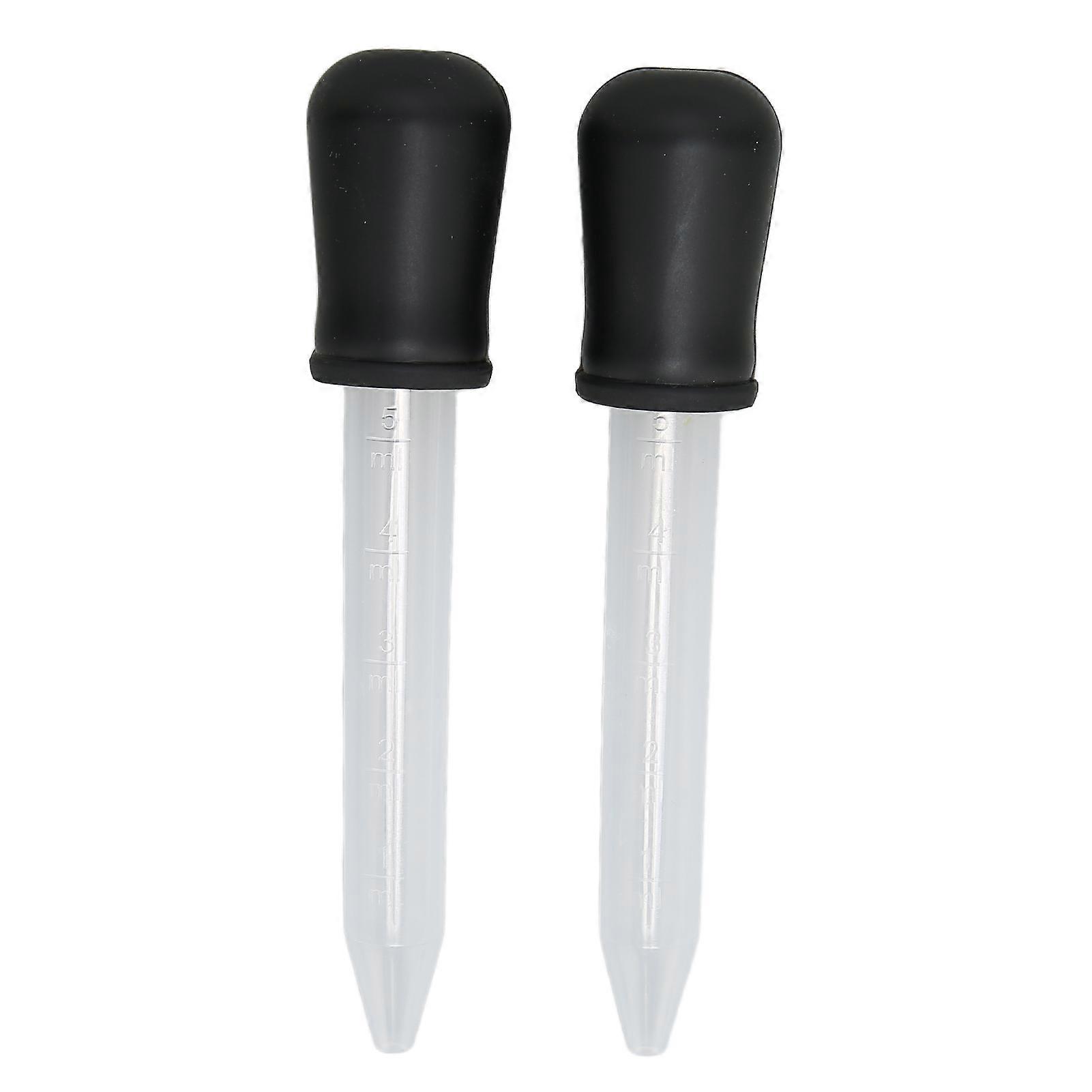 2pcs Liquid Dropper 5ml Capacity Safe Reliable Light Weight Compact Portable Pipettes for Scientific ExperimentsBlack
