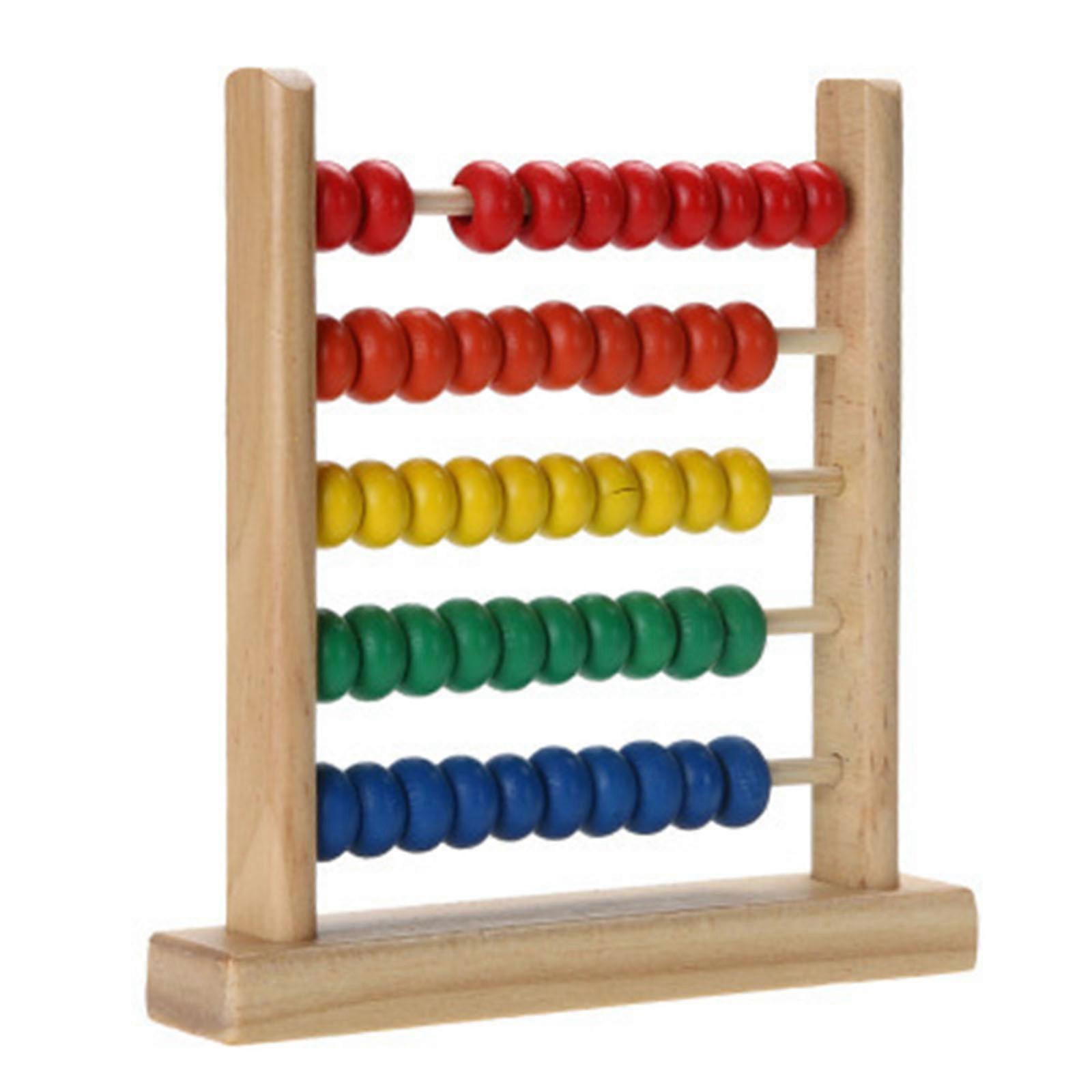 (5 Grades Learning Calculator Stand - Wooden Beads) Children's Maths Abacus Children's Maths Counter Counting Toys
