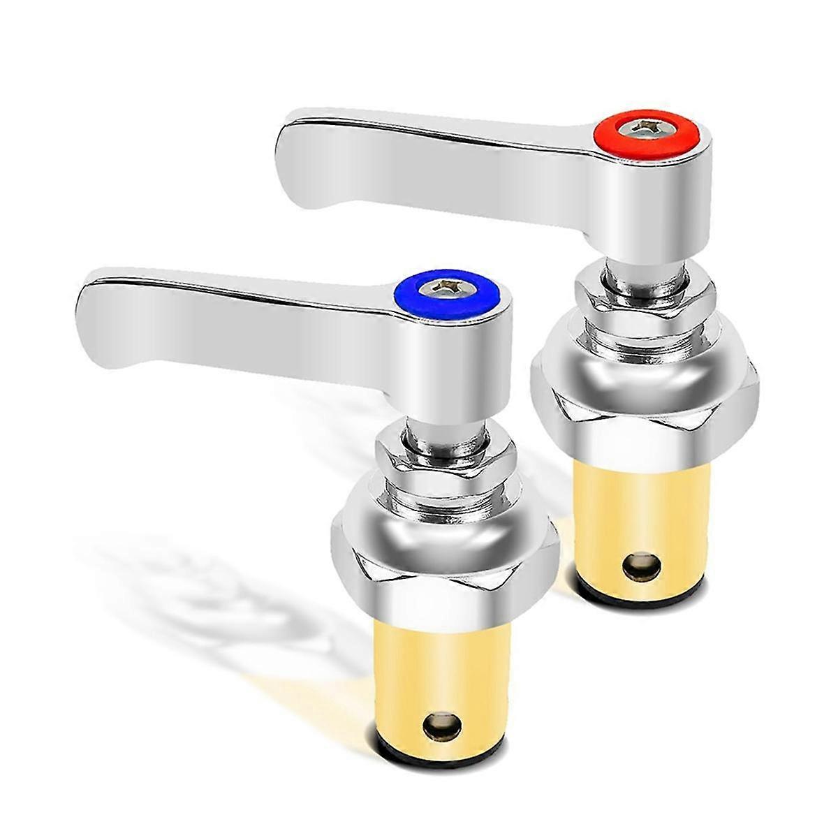 Handle Stem Assembly Fits for Brass Faucets Replace,Blue-Cold and Red-Hot Side Spindle Assembly Val