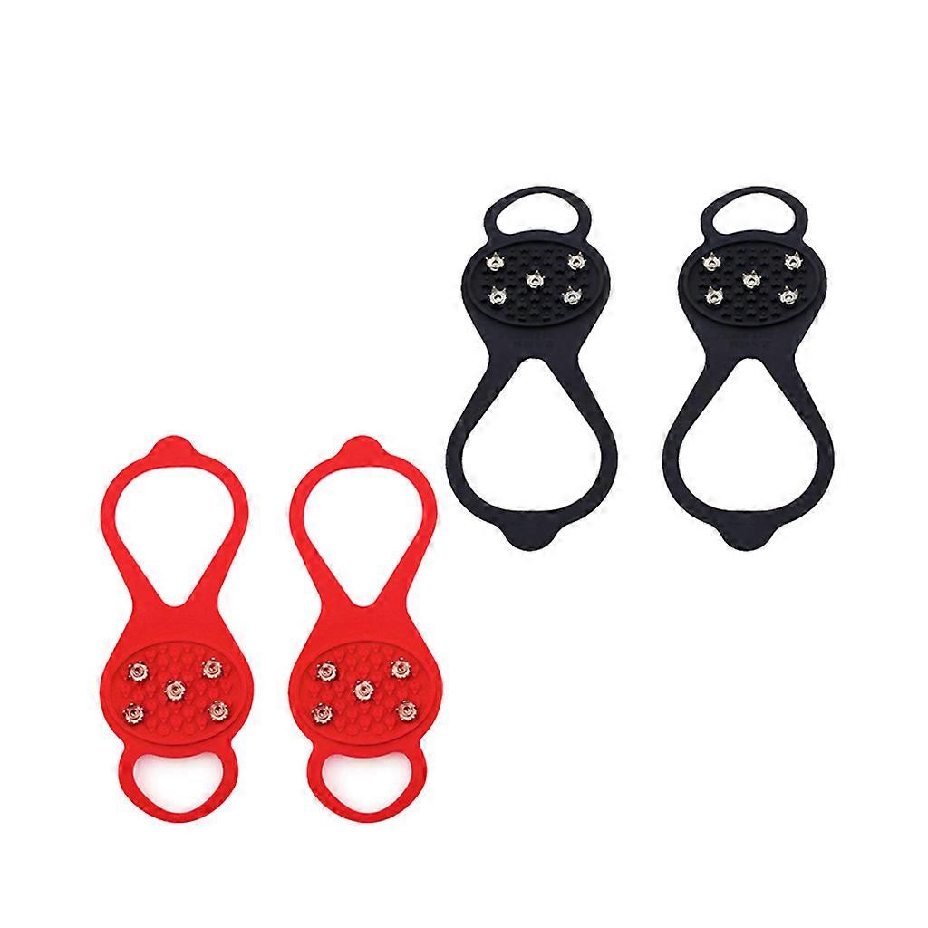 2 par 5 tänder Halkskydd Ice Snow Shoe Walk Cleats Grepp