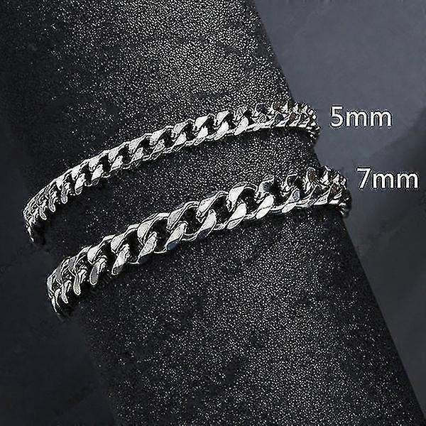 メンズクラシックステンレススチールブレスレットメン [7mmシルバー]