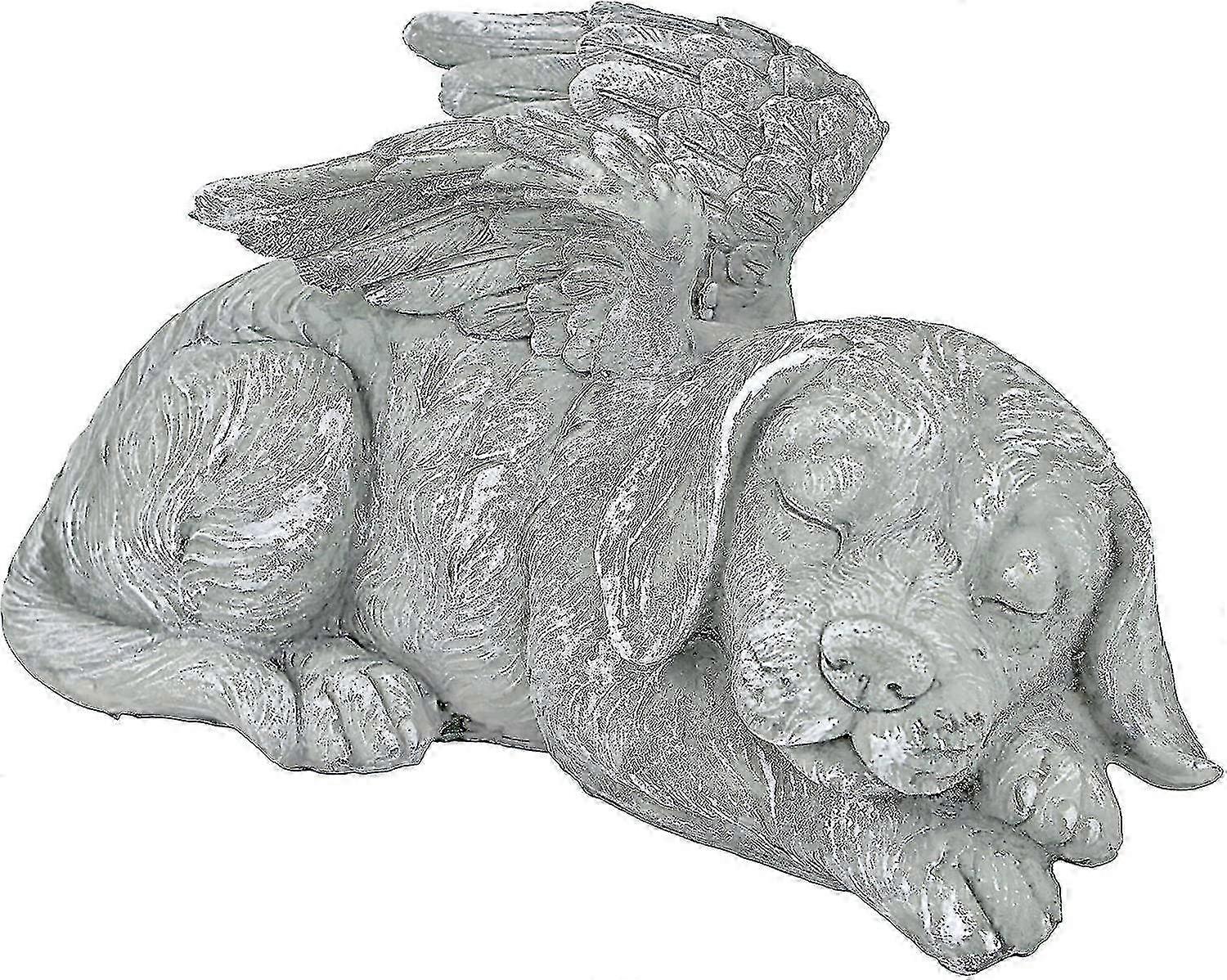 ドッグエンジェルペットメモリアル墓標像、ポリレジン、ストーンフィニッシュ1個、グレー)