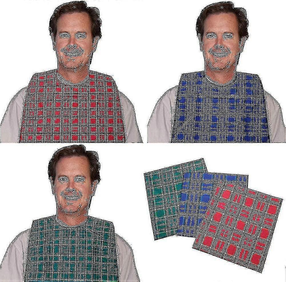3 Pack Babero adulto para comer Protector de ropa impermeable reutilizable lavable