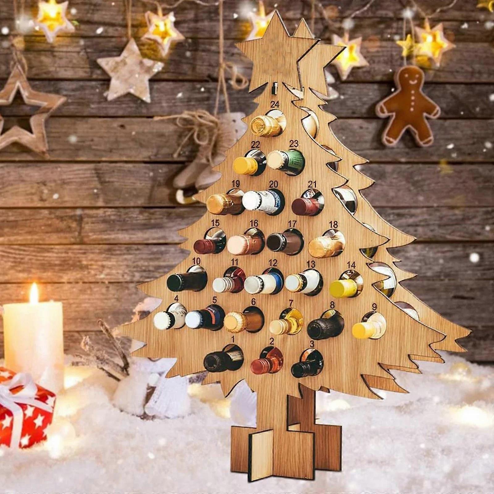 Holiday Party Home Decoration Wine Rack Durable High Quality Creative Wood Brown Ooden Personalized Countdown Advent Calendar