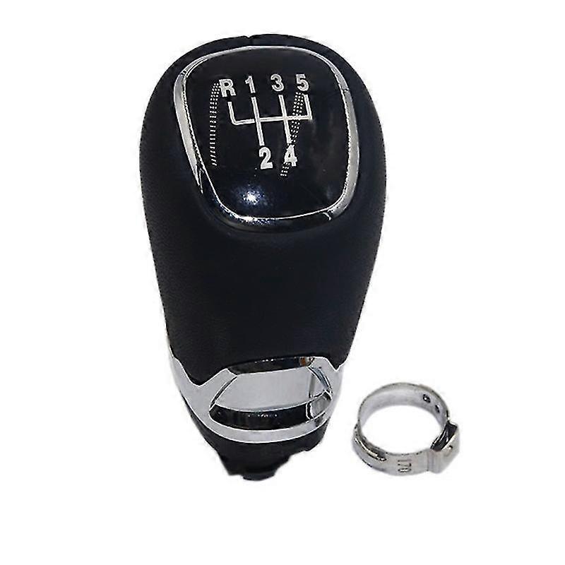 Silver & Leather Car Shift Gear Knob Lever Gaitor Boot Cover For Skoda Fabia 2 Ii Mk2 Combi Scout 2007 - 2014-5 Speed Knob