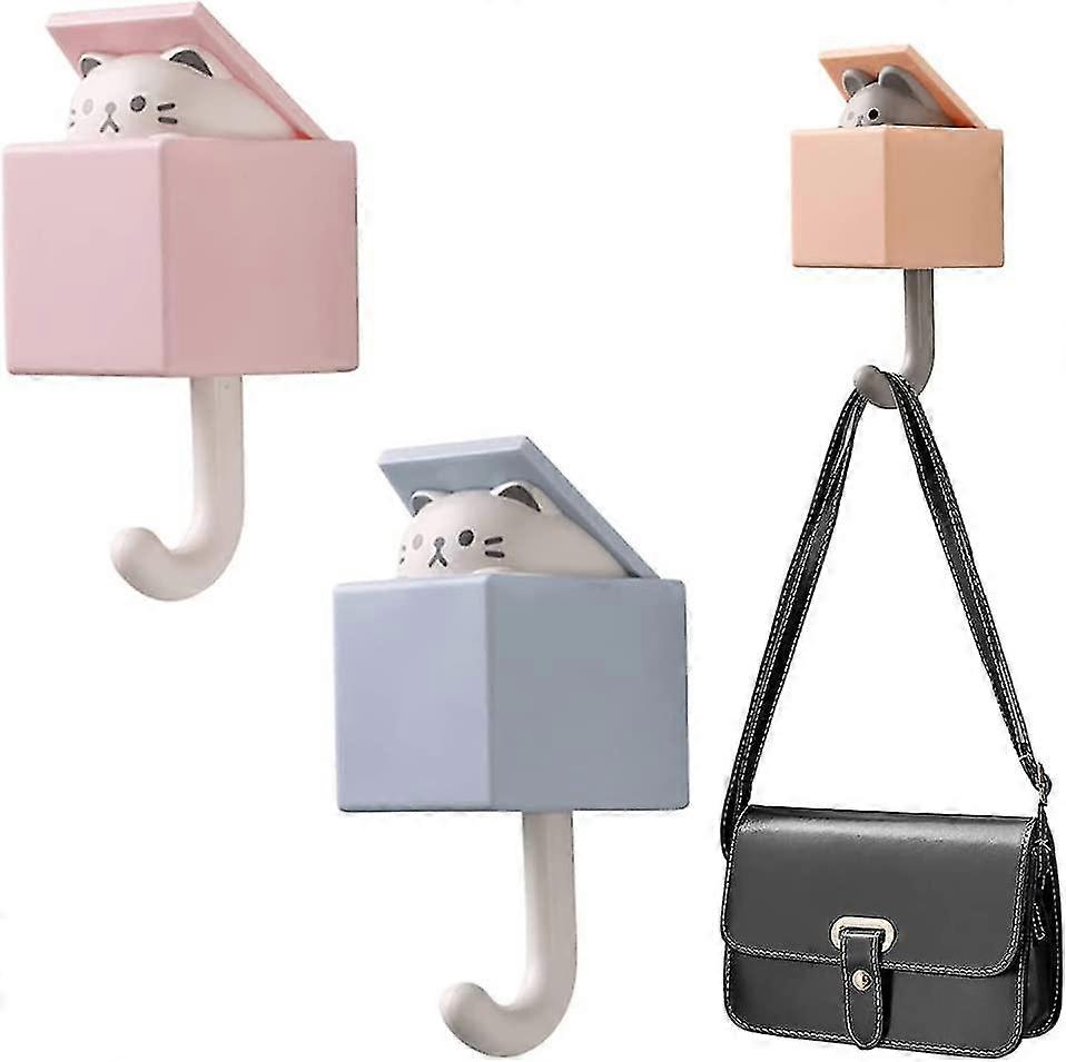 Creative Adhesive Coat Hook, Cute Cat Key Holder Hook, Wall Mounted Adhesive Hook Coat Hooks For Wall Hanging Dcor