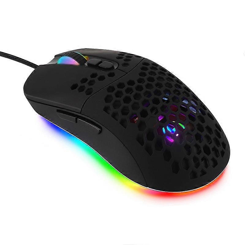 Wired USB PC Gaming Mice with Honeycomb for Shell RGB 7200 DPI Adjustable Programmable 7 Buttons Mouse for Windows 7/8/1
