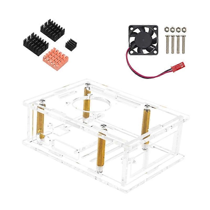 Acrylic Housing Case for RaspberryPi5 Transparent Cover Box with Cooling Fan