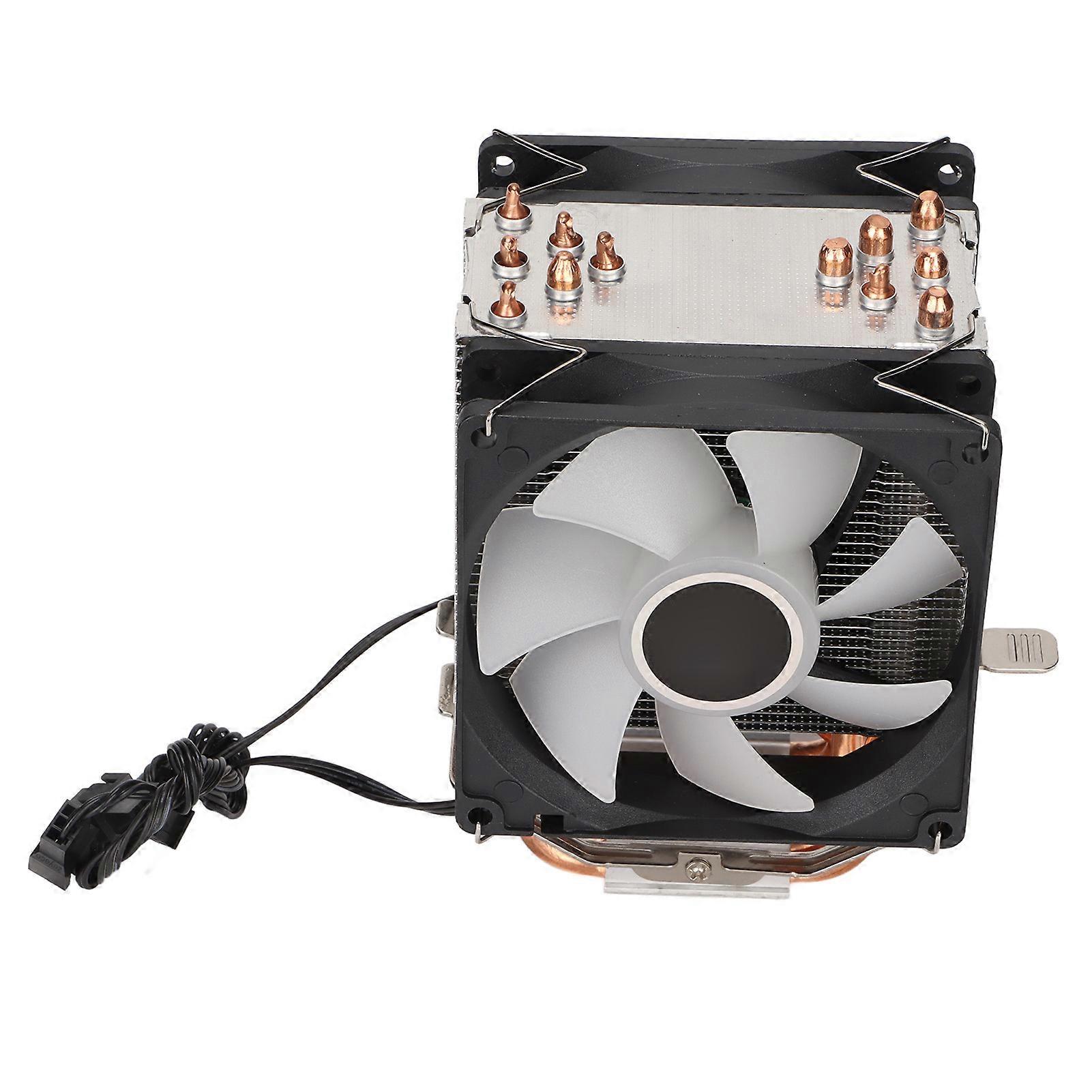 CPU Cooler Dual Fan with RGB Lighting Effect for Silent Computer Cooling