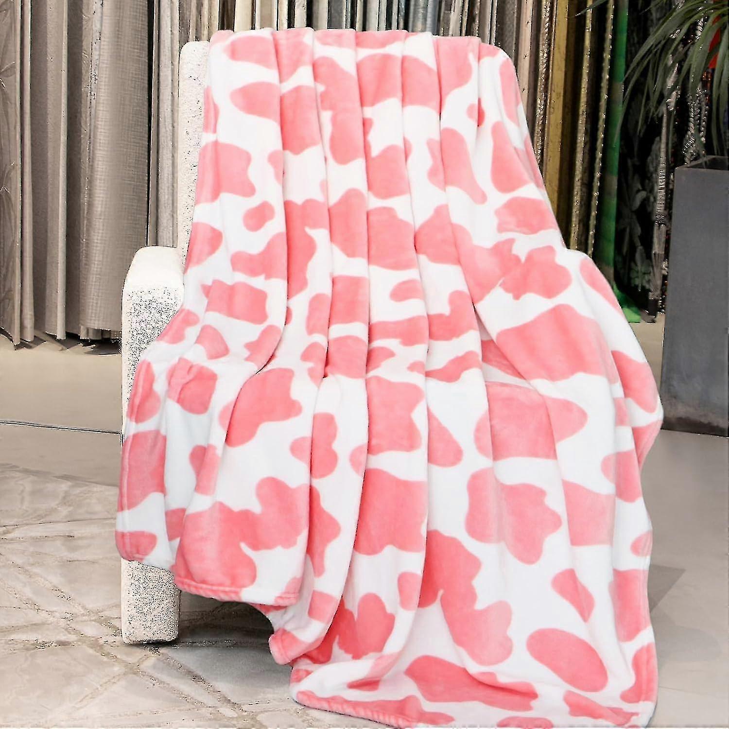 Soft Blankets Pink Cow Print Throw Blanket Warm Fleece Blanket Throw Lightweight Throw Blanket Good-AM