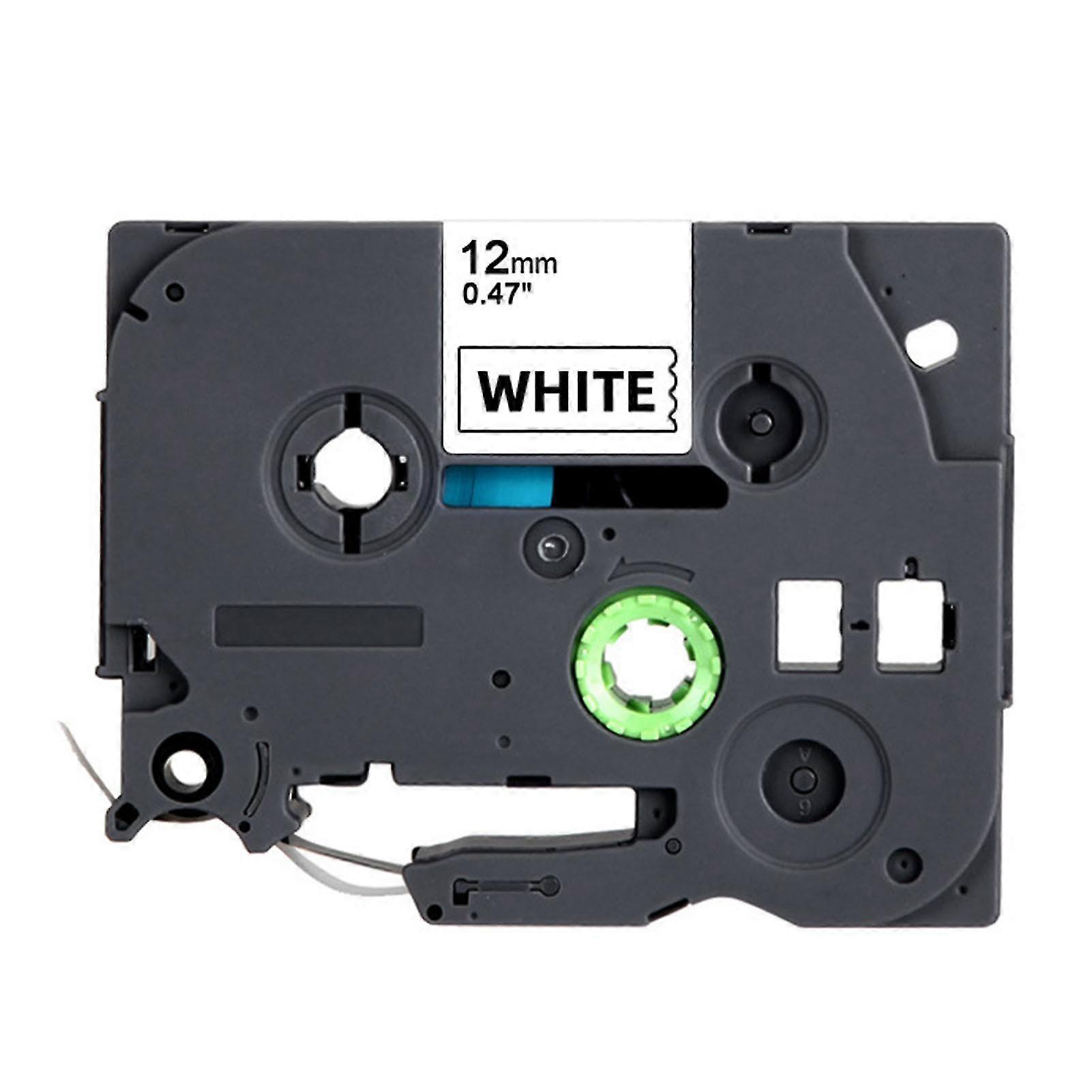 12mm Width Black Word PET Adhesive Labeling Ribbon Replacement - 2PCS White Label Maker Tape