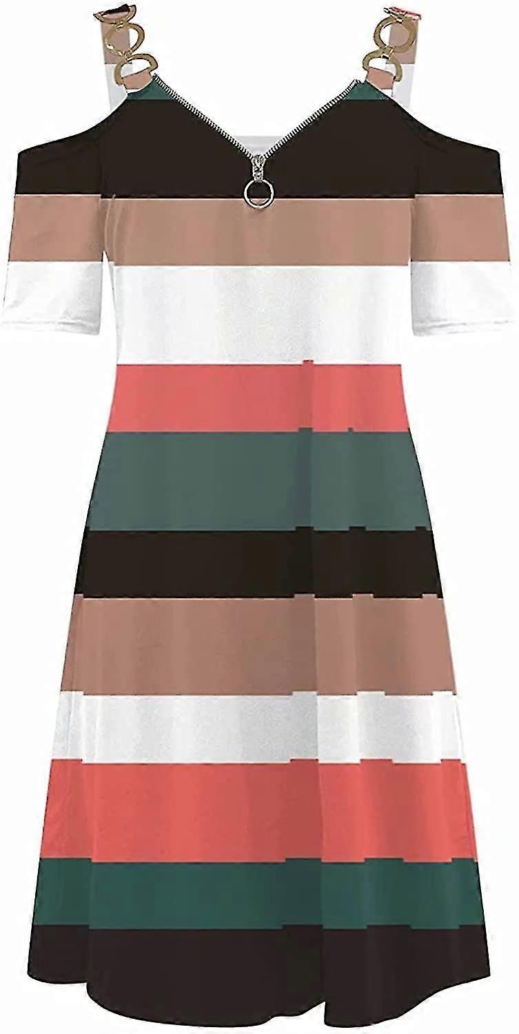 レディースセクシードレスジッパーオフショルダーフローラルカジュアルビーチバックレスドレス