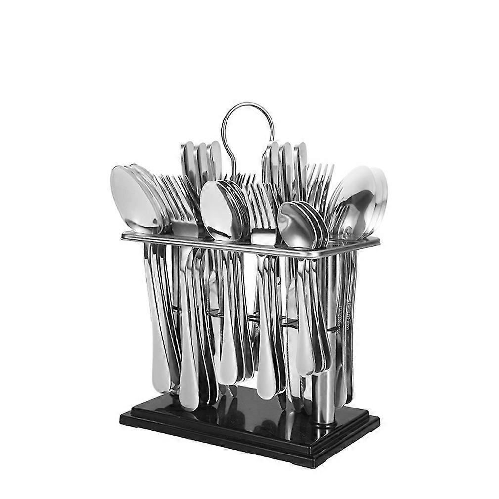 36pcs Cutlery Set Tableware Tableware Spoons Forks Knives with Holder Silver