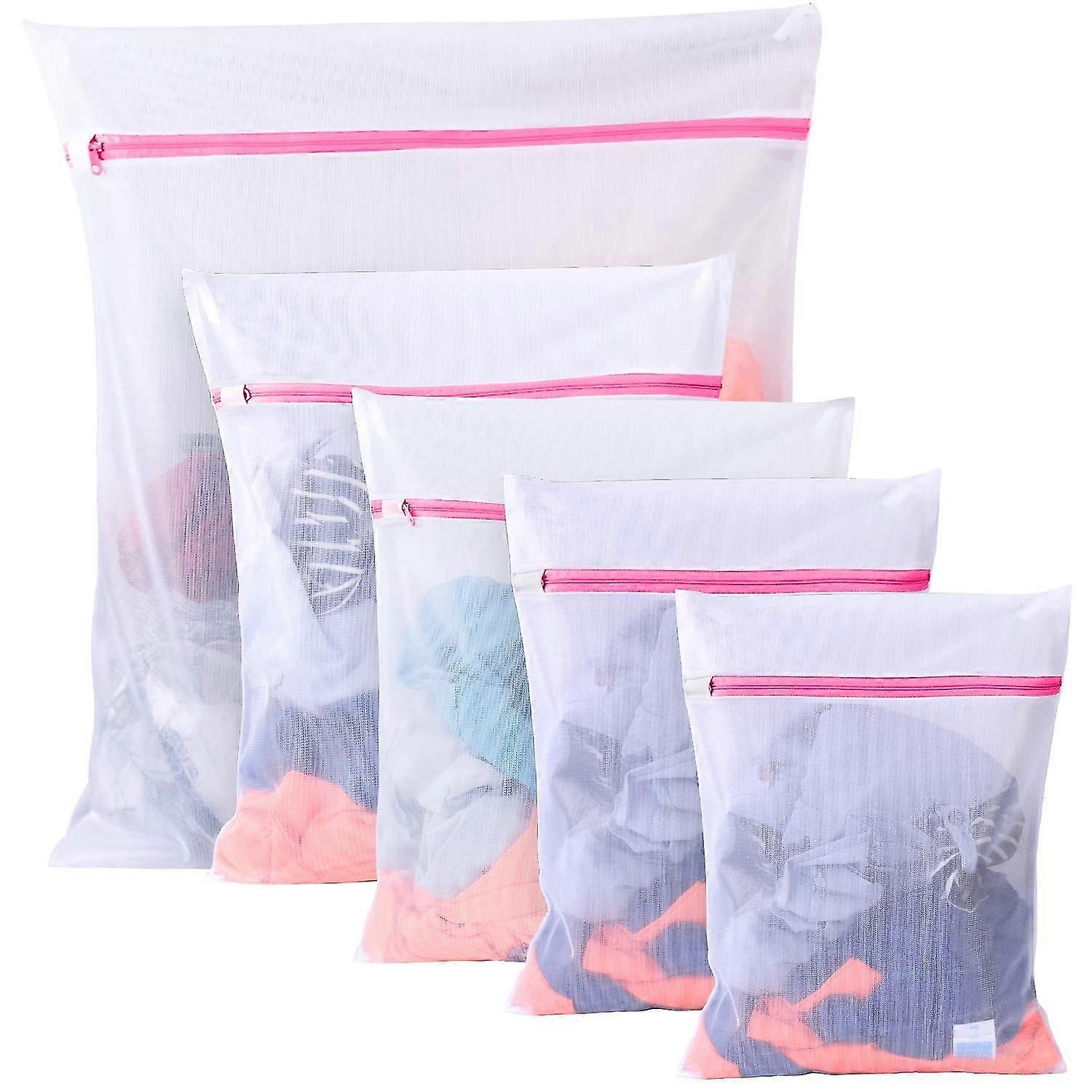 Laundry Net Bags For Laundry - 5 Pack (1xl+2l+2m) Reuse, Heavy Duty Washing Machine Bag For Blouse