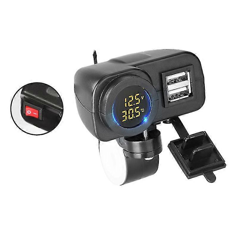 Qc3.0 Car Atv Charger Voltage Temperature Display Switch On/off Dual Usb 12v 24v