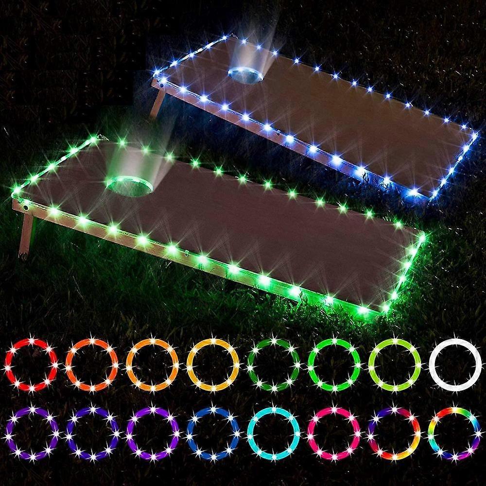 Led Cornhole Lights, Remote Control Cornhole Board Edge And Ring Led Lights, 16 color Change A Great Addition For Playing Bean Bag Toss LPK