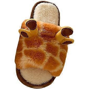 Leopard Slide Slippers for Women Giraffe Slippers For Women Winter Warm Cotton House Slippers Wloodland Sandal 7uk
