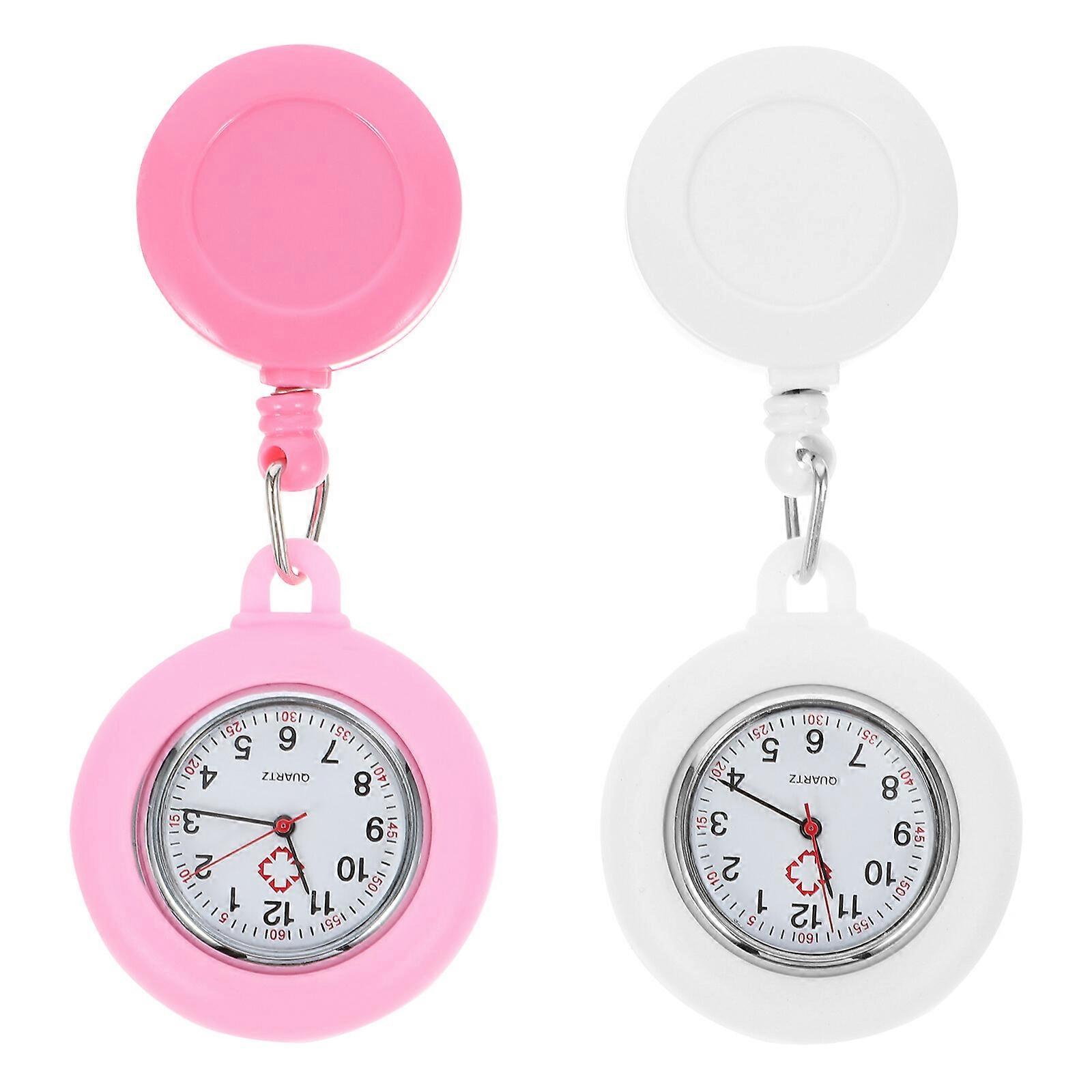 2stk Praktisk sygeplejerske ure Praktisk håndclip-on udtrækkeligt lommeur