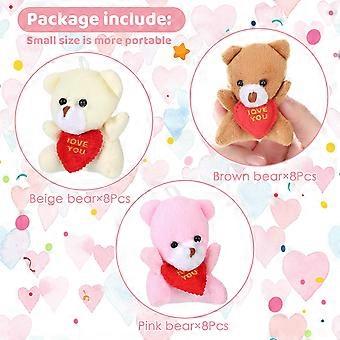 8 Mini Orsetti Peluche Con Cuore Per Bomboniere E Portachiavi – 10,9 Cm – Morbidi E Colorati Per Baby Shower, Lauree, San Valentino