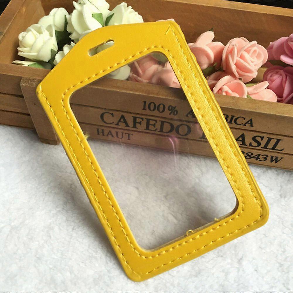 PU Leather ID Badge Case Clear and Color Border Lanyard Holes Bank Credit Card Holders ID Badge Holders Accessories